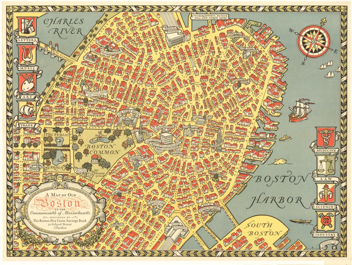 بوسطن خريطة العتيقة