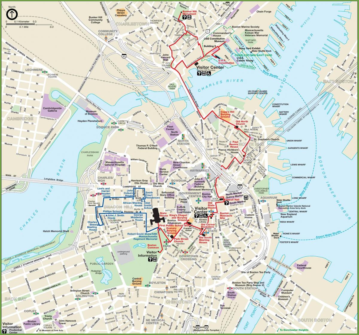 بوسطن المشي جولات الخريطة
